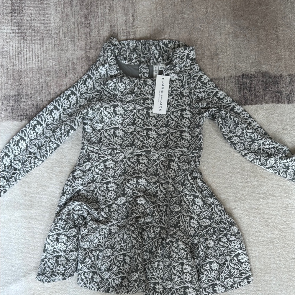 Janie and Jack Gray Fit and Flare Dress with Peter Pan Collar